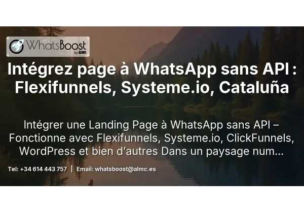 Intégrez page à WhatsApp sans API : Flexifunnels, Systeme.io, Cataluña