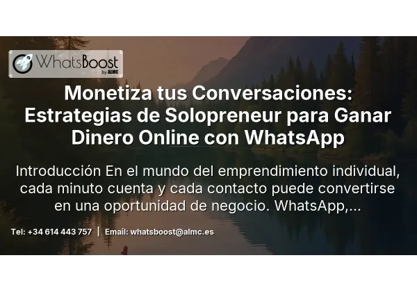 Monetiza tus Conversaciones: Estrategias de Solopreneur para Ganar Dinero Online con WhatsApp