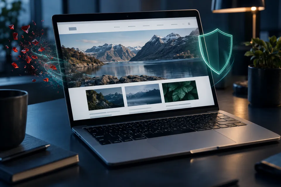 Illustration of a recovered website protected after malware removal