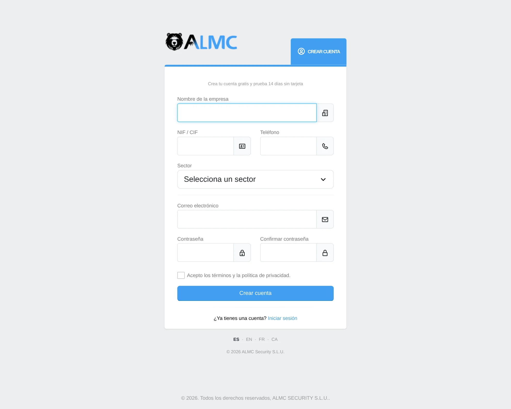 Formulario de registro gratuito de ALMC SHIELD