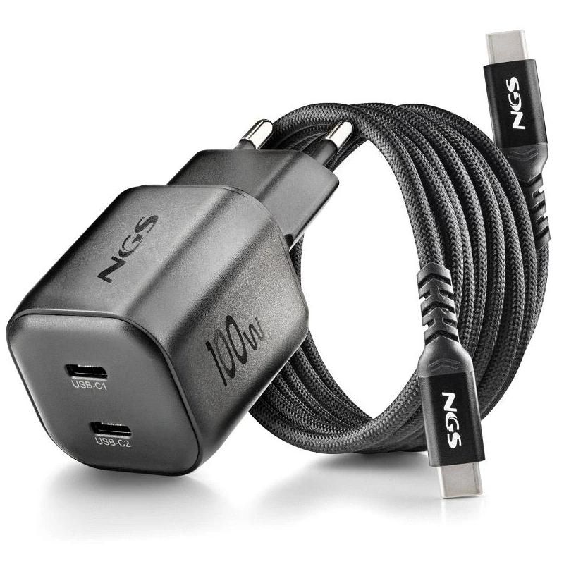 Cargador o adaptador de corriente NGS Carg Nano GAN 100W PD3.0 TIPOC UltraRáp. Black