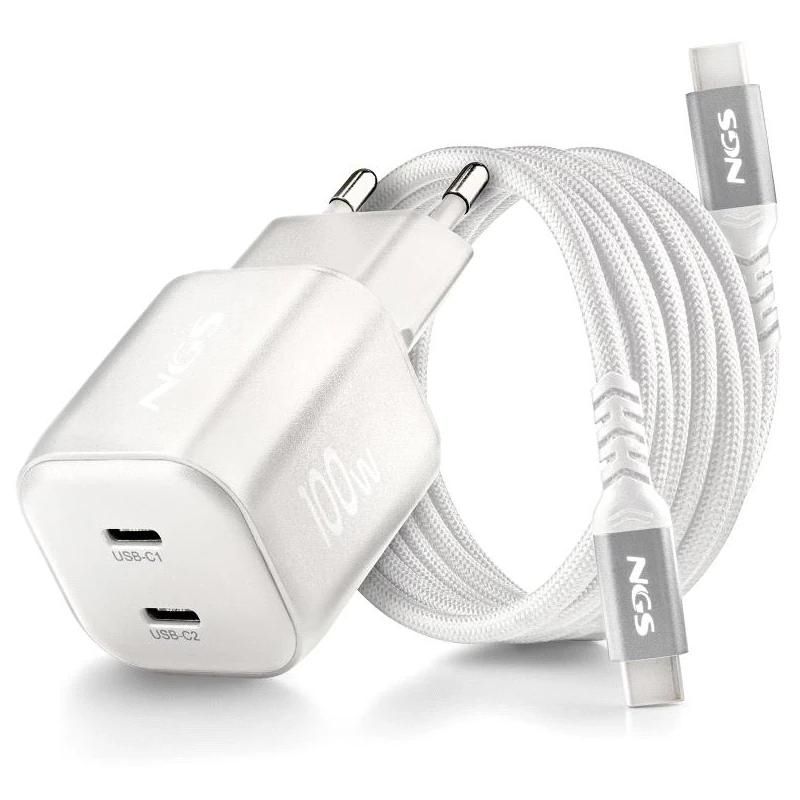 Cargador o adaptador de corriente NGS Carg Nano GAN 100W PD3.0 TIPOC UltraRáp. White