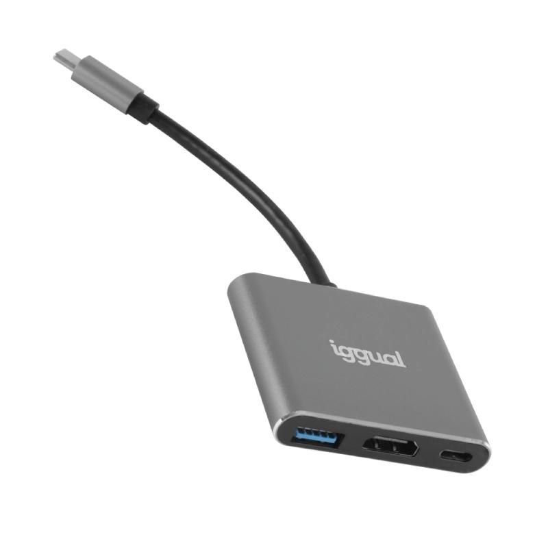 Hub USB-C 3 en 1 iggual IGG318461 HDMI 4K PD 100W noir