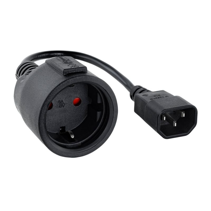 Câble adaptateur NANOCABLE 10.22.0901 C14/M vers CEE7/H noir 25 cm