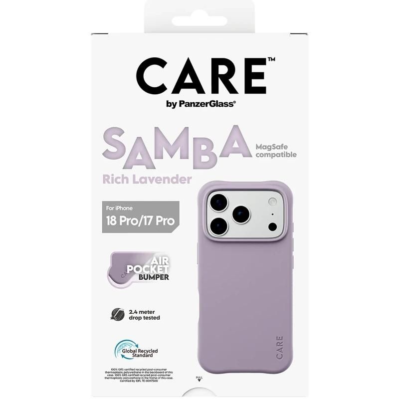Phone case or protector PanzerGlass Care Samba Case Lavender MagSafe iP 18PMx 17PMx