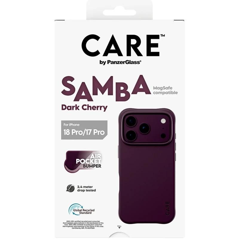 Phone case or protector PanzerGlass Care Samba Case Cherry MagSafe iP 18Pro 17Pro