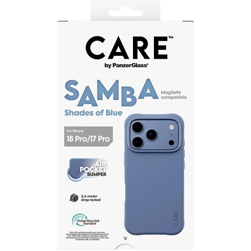 Phone case or protector PanzerGlass Care Samba Case Shades Blue iP 18Pro 17Pro