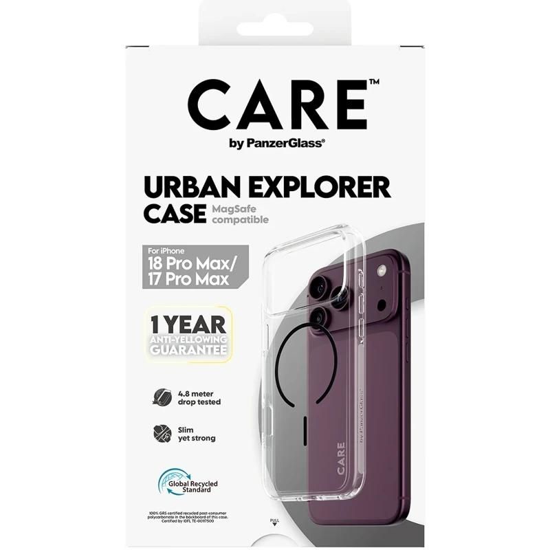 Funda o protector per a mòbil PanzerGlass Care Urban Case Trans Black MagSafe iP 18PMx 17PMx