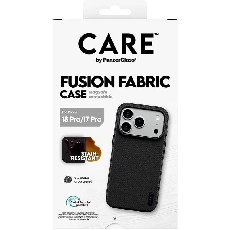 Funda o protector per a mòbil PanzerGlass Care Fusion Fabric Case Black MagSafe iP 18Pr 17Pr
