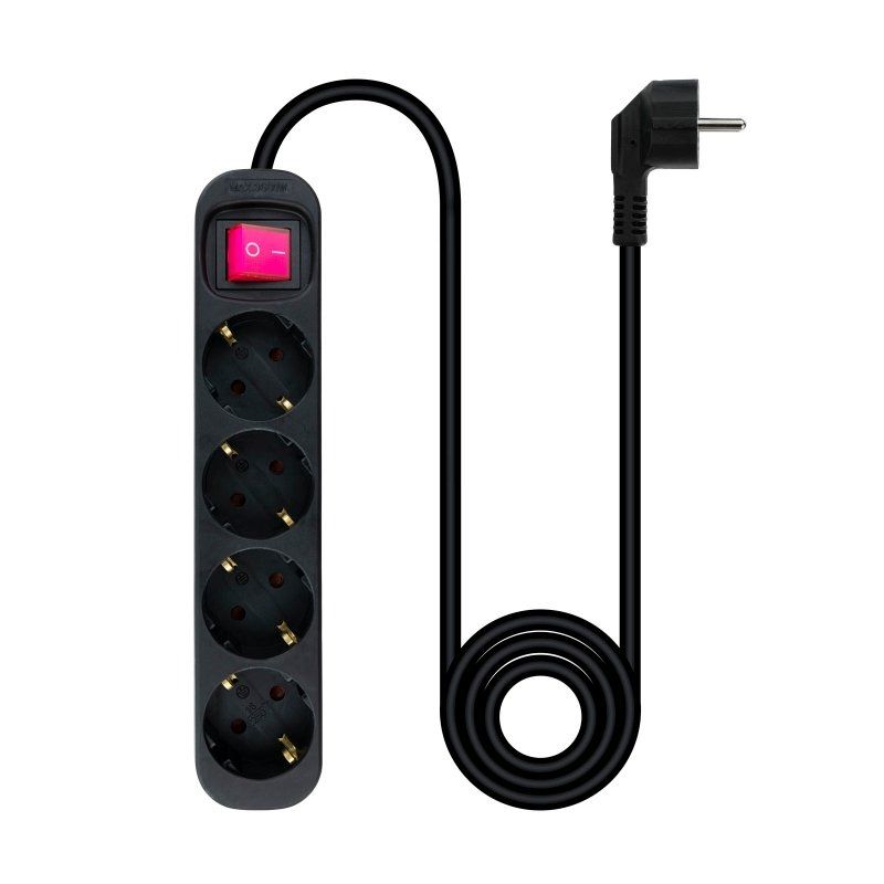 Regleta 4 endolls amb interruptor Nanocable 10.37.0004-BK negra