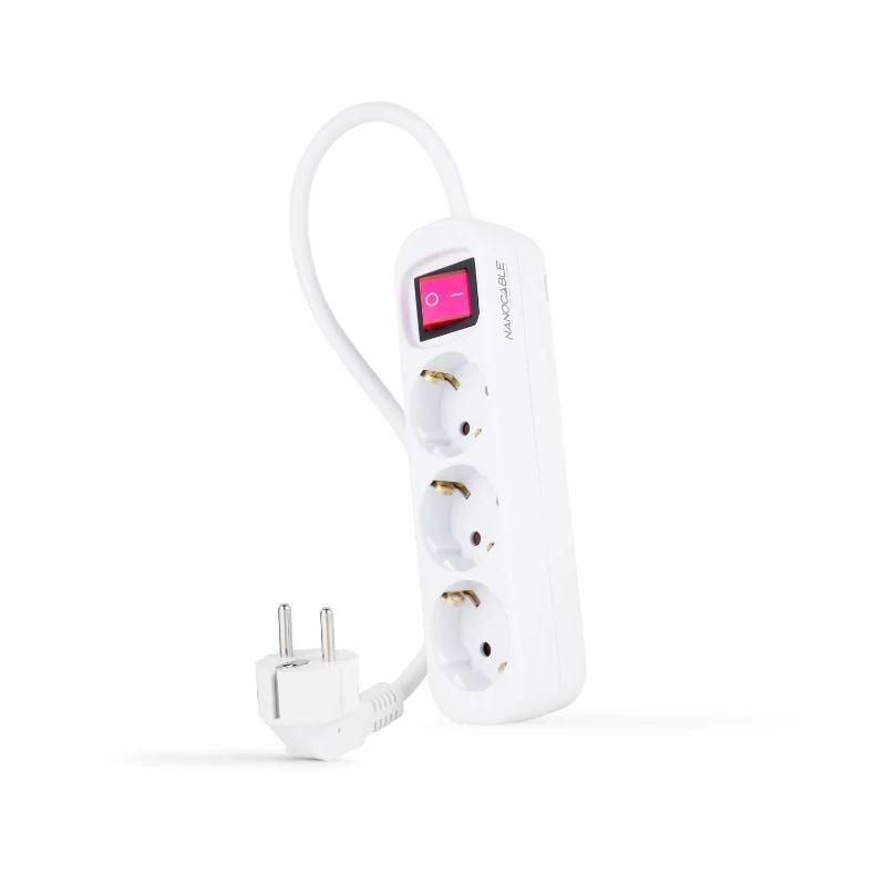 Regleta Nanocable 10.38.0003 3 tomas con interruptor blanco