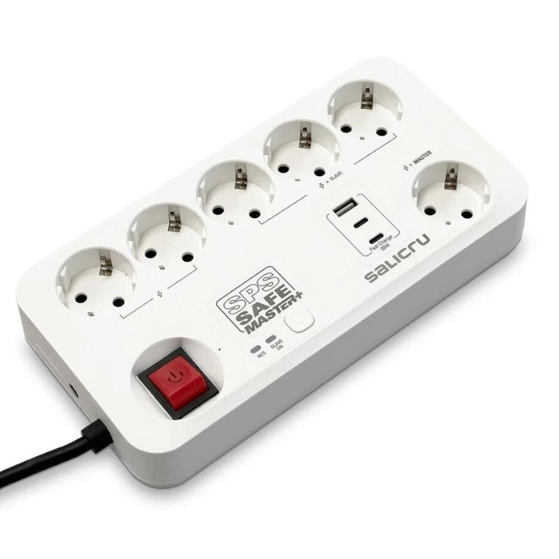 Regleta Salicru SPS SAFE MASTER+ 6 preses Schuko amb 2 USB C i 1 USB A