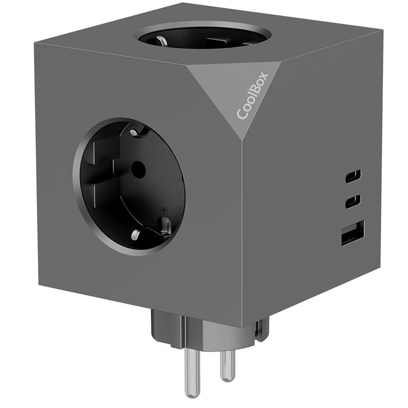 Power strip CoolBox CUBIK Base 3 Enchufes Carga USB C+A