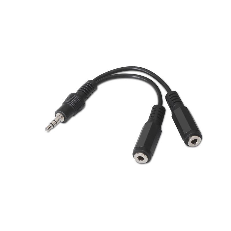 Nanocable 10.24.1200 Stereo Audio Cable 2x3.5mm Female to 3.5mm Male Black 15 cm