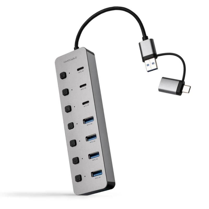 Câble audio ou vidéo NANOCABLE Hub USB-C/A 4xUSB-A+3USB-C+USB-C 5V
