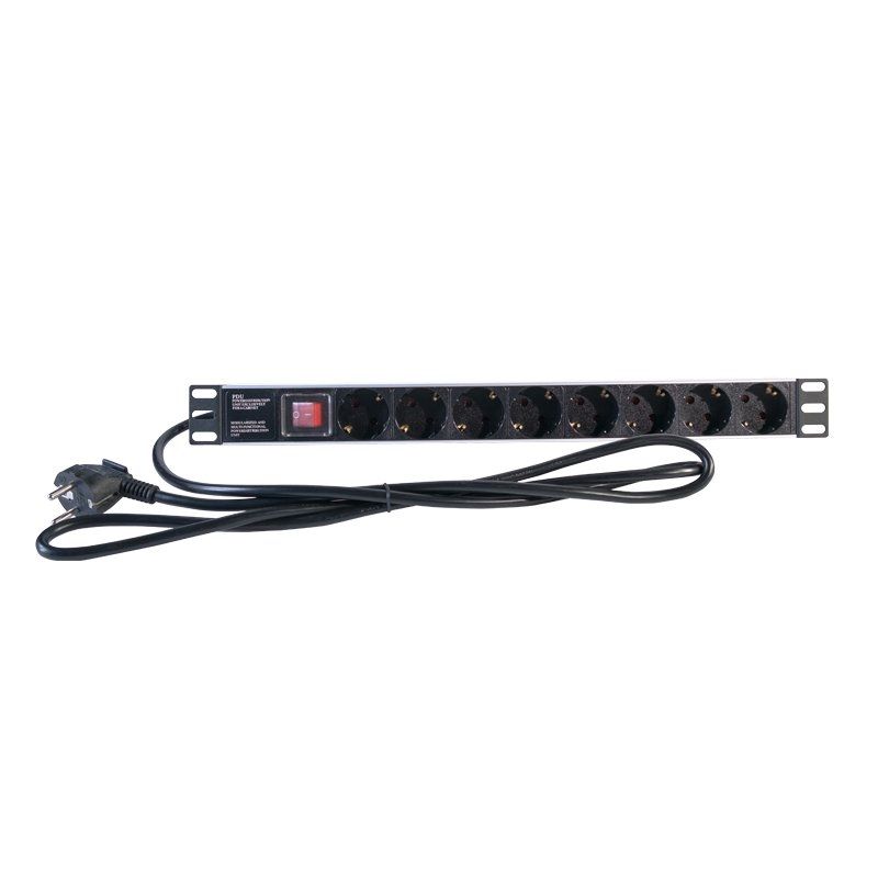 Regleta PDU 19" 8 endolls Schuko amb interruptor 2LAN REG8SCHINT