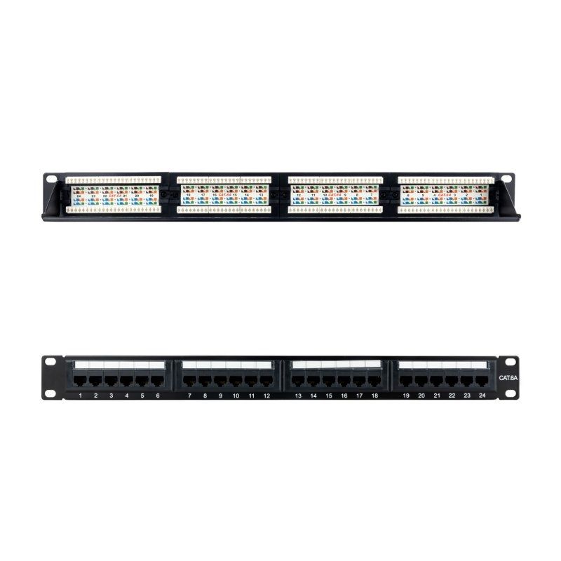 Panneau de brassage 24 ports RJ45 Cat.6A UTP Nanocable 10.21.4124 19" 1U noir