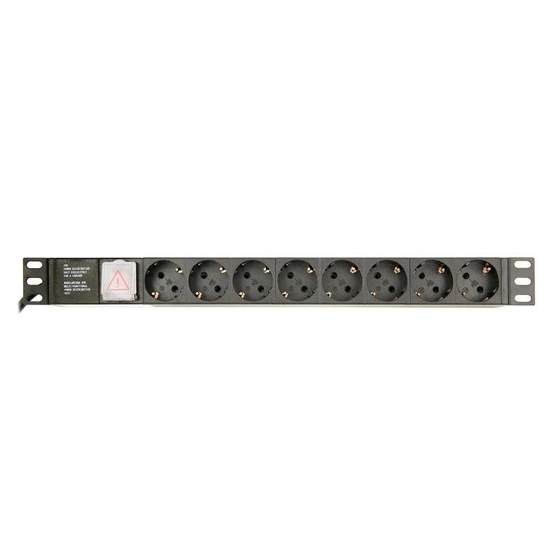 Gembird PDU 8 tomas Schuko, 1U, 16A, cable de 3 m