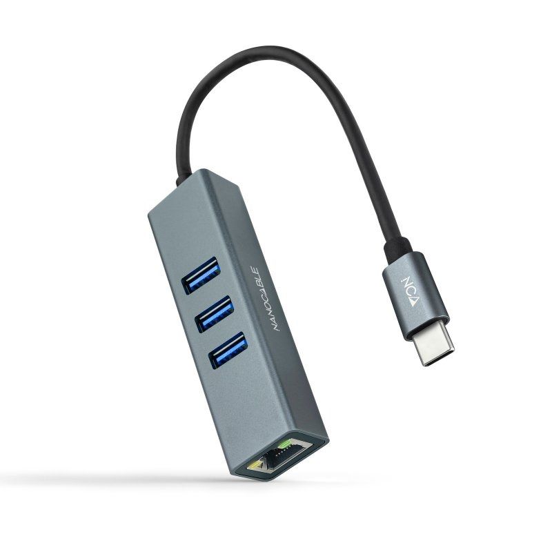 Câble, connecteur ou outil réseau NANOCABLE Conversor USB-C Ethernet +3xUSB 3.0