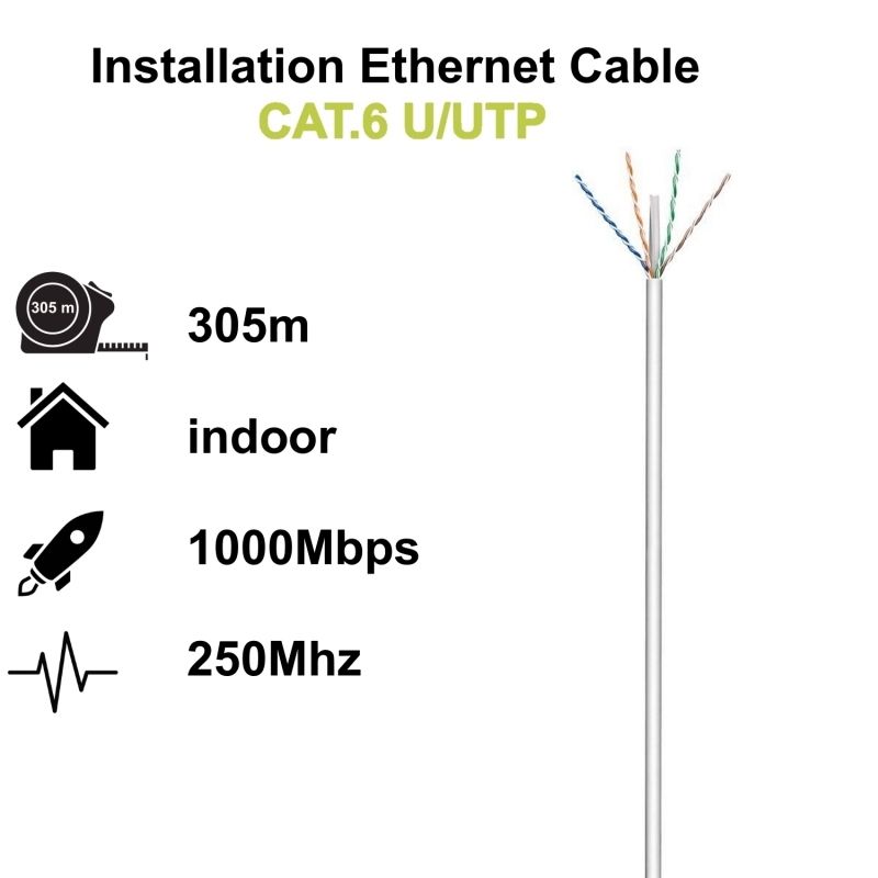 Câble ou accessoire Ewent Bobina Cable Red Cat. 6 U/UTP, PVC, 305mt