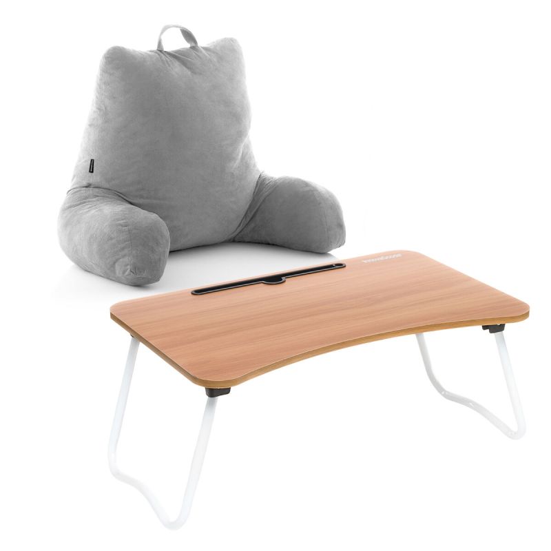 InnovaGoods Folding Side Table & Reading Pillow with Armrests Set