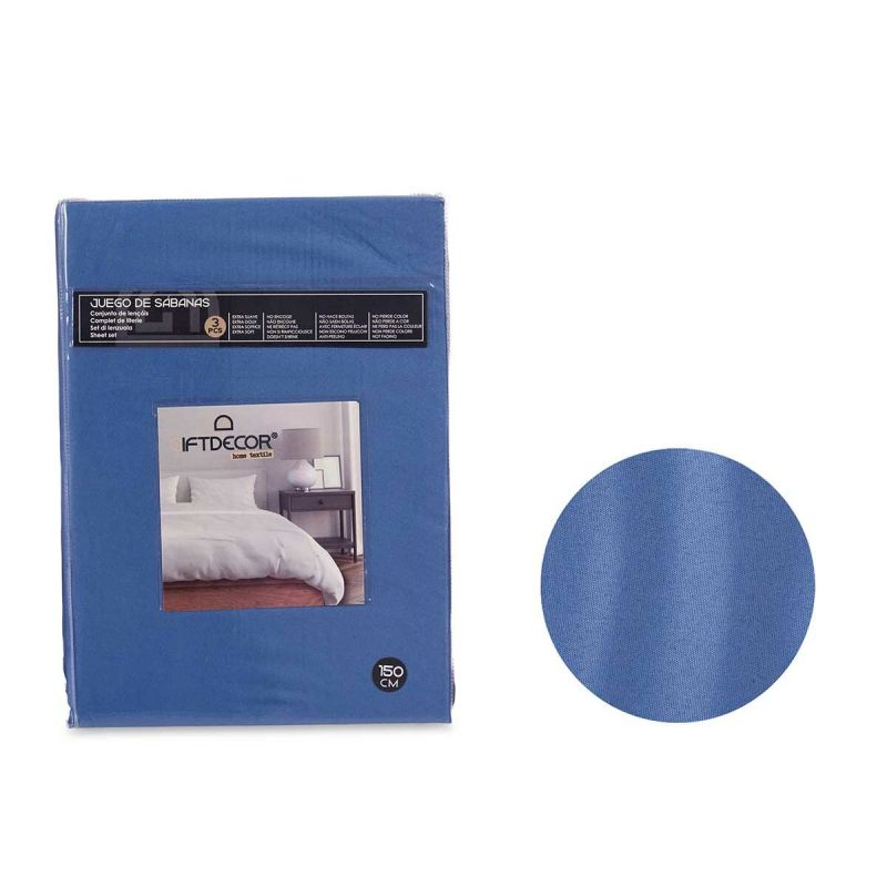 Bedding set Gift Decor Blue King size 3 Pieces