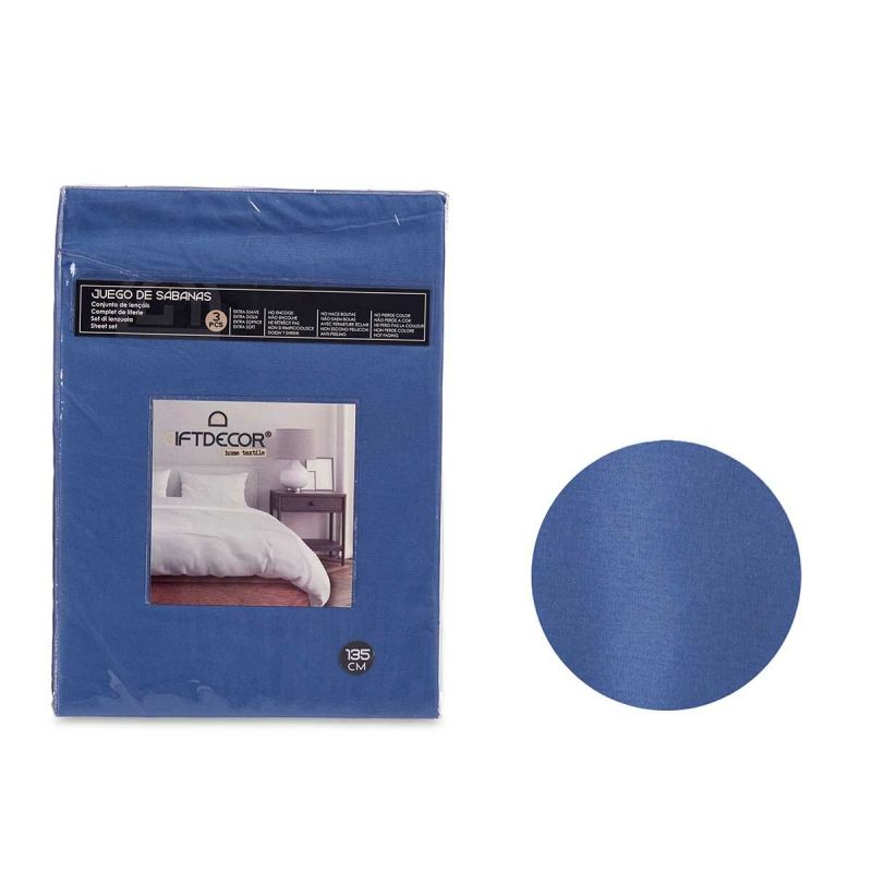 Bedding set Gift Decor Blue Double 3 Pieces