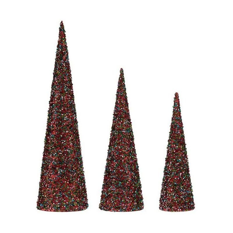 Christmas bauble Krist+ Blue Fuchsia Sequins Christmas 16,5 x 60 x 16,5 cm Cones 3 Pieces