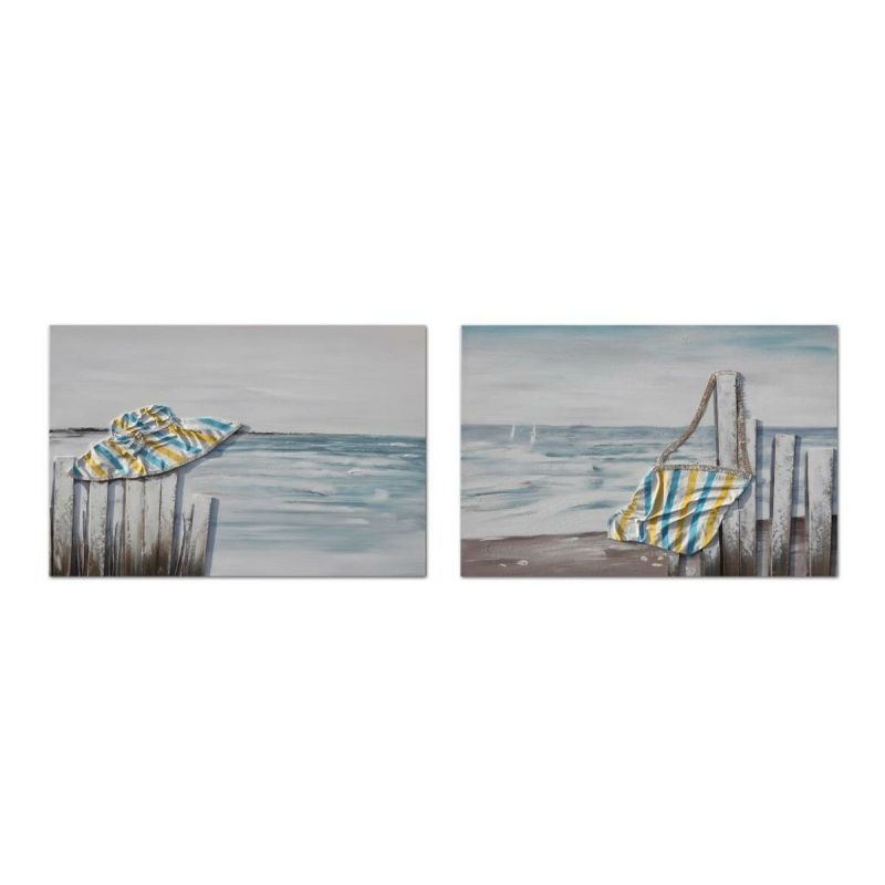 Canvas DKD Home Decor Canvas MDF Wood 90 x 2,5 x 60 cm