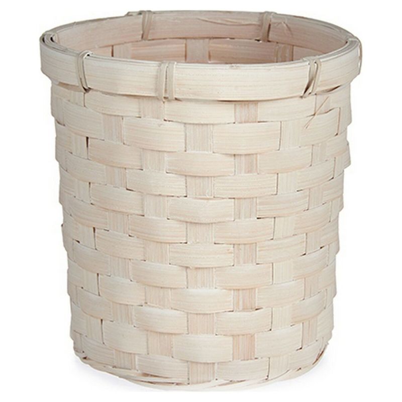Planter Gift Decor White PVC Bamboo 17 x 15 x 17 cm Circular