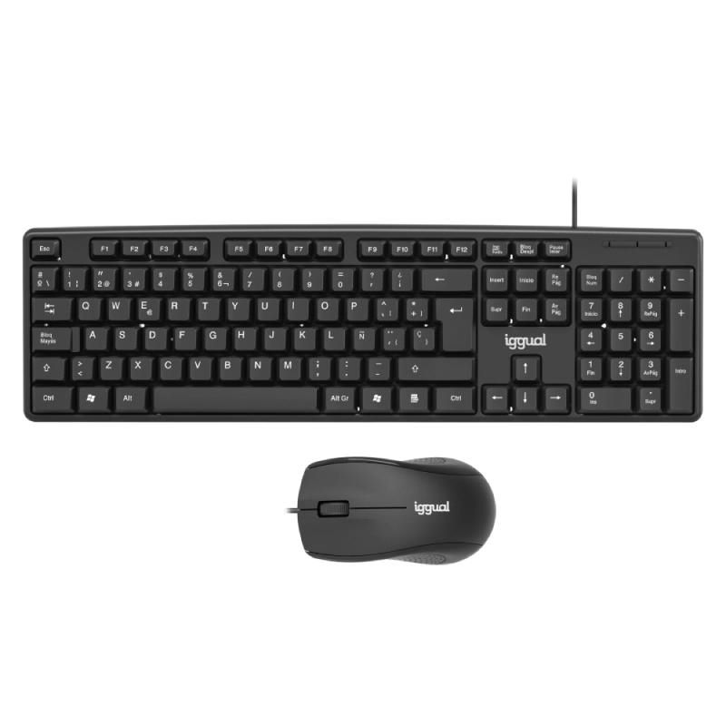 Keyboard and mouse set iggual Kit teclado y ratón COM-CK-STANDARD black