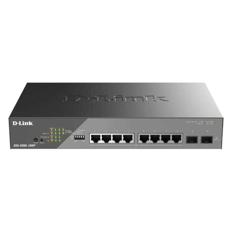 Conmutador de red D-Link DSS-200G-10MP Switch 8xGbE PoE 2xSFP LR