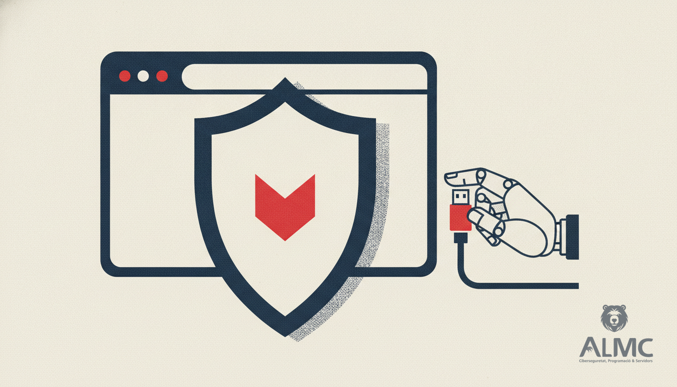 Shield protecting a browser window from a malicious USB connection