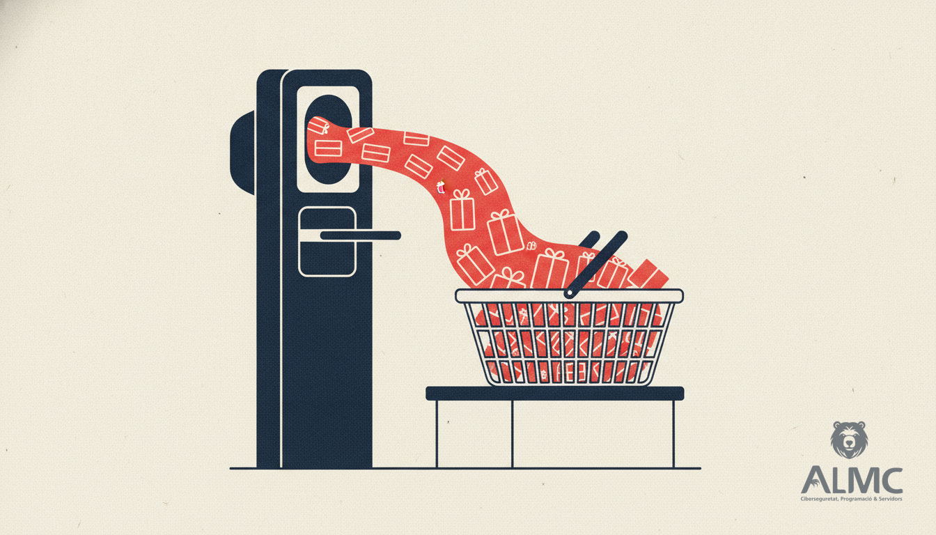 Drive-thru speaker feeding a stream of parcels into an online shop checkout basket