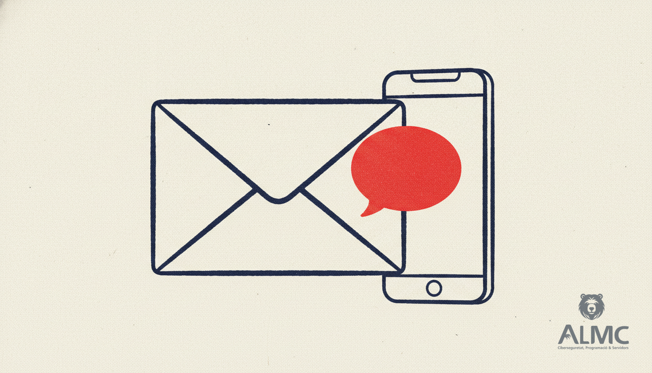 Un teléfono móvil que se transforma en un sobre de correo directo.