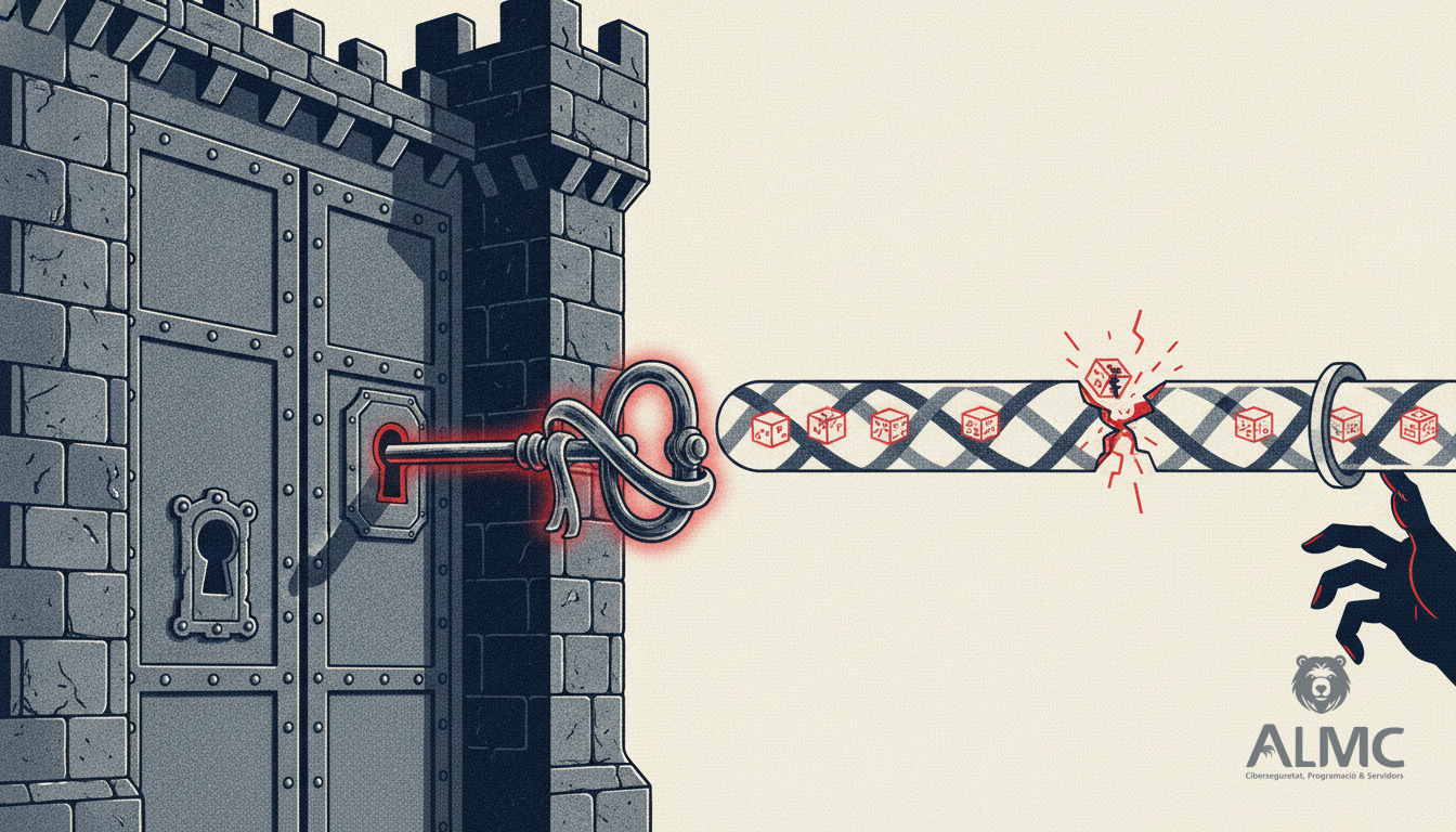 Castle gate with forged key and digital packages flowing through pipeline