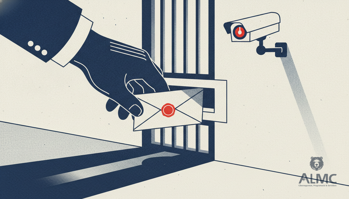 Illustration of data entering a locked process through a legitimate channel while a security camera monitors the path